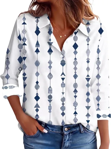 Miniatura 14 de CBOO Camisas resistentes a las manchas para mujer, sin arrugas y sin planchado, blusa de manga larga con botones para oficina Blanco resistente a