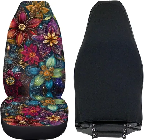 Miniatura 5 de INSTANTARTS Fundas de asiento de coche con diseño de dalia estética, solo para asientos delanteros, protector de asiento de vehículo, 2 unids/set