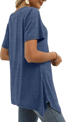 Miniatura 3 de Alaroo Camisetas básicas de verano para mujer, manga corta, cuello en V, túnica