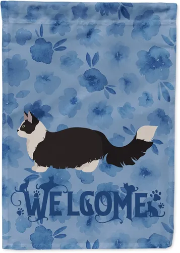 Miniatura 284 de Caroline's Treasures CK4813CHF - Bandera de bienvenida con gato abisinio azul, manga grande, para porche, para colgar en la pared, poliéster
