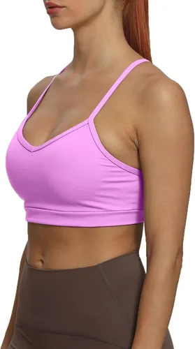 Miniatura 4 de Aoxjox Sujetadores deportivos de entrenamiento para mujer, sin espalda, con relleno Amor, brasier de bajo impacto, camiseta sin mangas para yoga