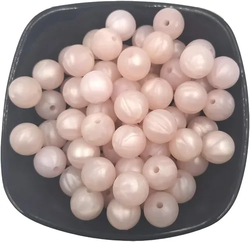 Miniatura 41 de Cuentas de perlas de silicona focales para bolígrafo, 100 cuentas redondas de silicona sueltas de 0.59 pulgadas a granel para llavero, mamá mujer