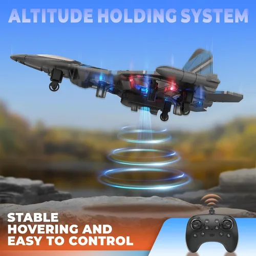 Miniatura 4 de BEZGAR Drones para niños Avión RC de 2.4 GHZ Avión de control remoto, mini helicóptero de avión de acrobacia, juguete de caza de combate de 360°