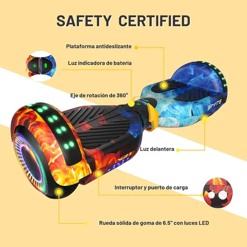 Miniatura 3 de SIMATE Hoverboard - Aeropatineta Bluetooth todo terreno con luces LED y control de aplicación, regalos para niños, adultos, niñas, niños, para todas