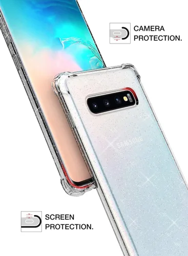 Miniatura 5 de KIOMY Funda transparente para Samsung Galaxy S10+/ S10 Plus, esquinas de bolsa de aire, a prueba de golpes, funda protectora para teléfono TPU Brillo