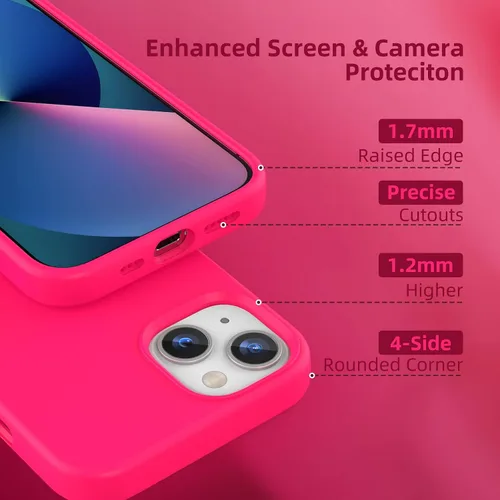 Miniatura 3 de Funda de silicona líquida compatible con iPhone 13, color rosa intenso [Protección contra caídas] [Resistente a los arañazos, a prueba de golpes]