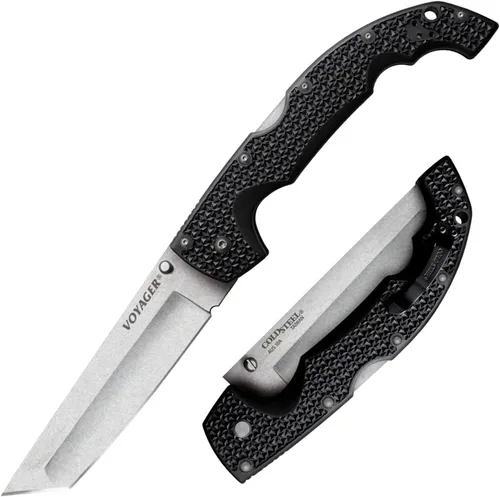 Miniatura 7 de COLD STEEL XL Voyager - Cuchillo plegable táctico de 5.5 pulgadas AUS10A de 5.5 pulgadas con mango Griv-Ex de 6.75 pulgadas, con bloqueo Tri-Ad
