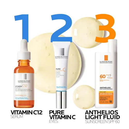 Miniatura 11 de La Roche-Posay Suero puro de Vitamina C al 12% para cara con ácido hialurónico y ácido salicílico, suero facial hidratante, aumenta la luminosidad