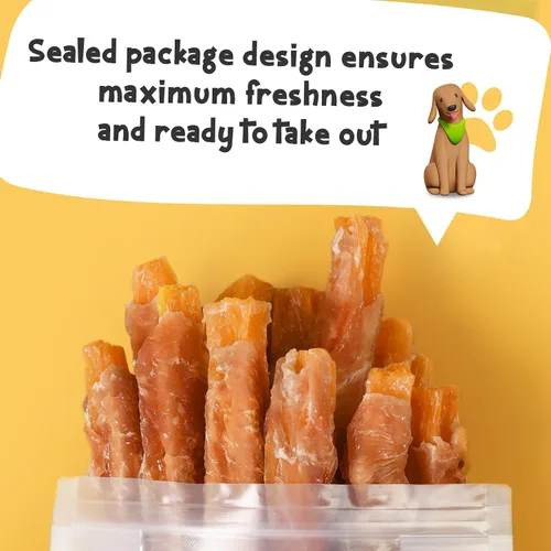 Miniatura 5 de Golosinas masticables para perros, tiras de batata envueltas en pollo, aperitivos para perros sin gluten y granos para recompensas de entrenamiento