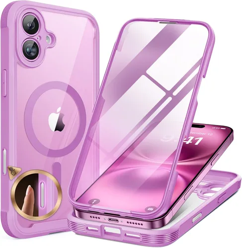 Miniatura 177 de Miracase Funda para iPhone 13 de 6.1 pulgadas, [sin burbujas] funda de teléfono de cuerpo completo con pantalla de vidrio completa integrada, sin