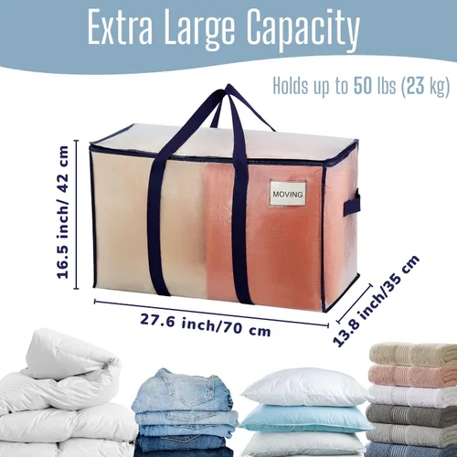 Miniatura 4 de VENO - Paquete de mudanzas, cajas de almacenamiento para embalaje universitario con tapas alternativas, para dormitorio, extragrande, asas