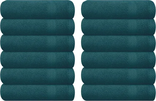 Miniatura 36 de GLAMBURG - Juego de 12 toallas faciales ultrasuaves de 13 x 13 pulgadas, 100% algodón, duraderas y altamente absorbentes, ideales para baño, cocina