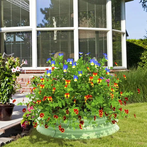 Miniatura 3 de BPS Cama de jardín elevada de metal, paquete de 2 macetas galvanizadas de 2.5 pies de diámetro, cajas de jardín elevadas para macetas de flores