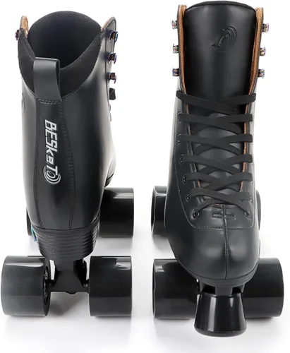 Miniatura 2 de Besketo Classic High-top Roller Skates, PU Leather, Four-Wheel, Indoor/Outdoor, Beginner
