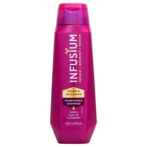 Infusium Champú Reparador y Reconstituyente Nutritivo - Champú Hidratante y Clarificante para Acumulación - Ceramidas, Queratina y Aceite de Argán -