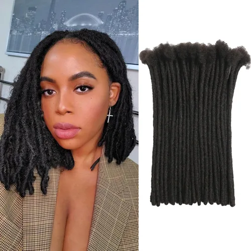 Miniatura 55 de Extensiones Loc de 10 pulgadas de grosor de cabello humano de 10 pulgadas, 10 hebras, extensiones de rastas de cabello humano para mujeres