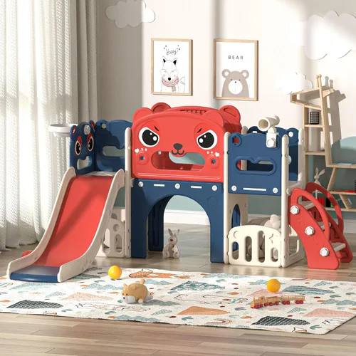 NYEEKOY Juego de tobogán y escalador 9 en 1 para niños pequeños, independiente para interiores y exteriores, tobogán para niños de 1 a 8 años, patio
