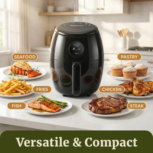 Miniatura 7 de Elite Gourmet EAF2612D Freidora de aire caliente personal de 2.1 cuartos de galón, compacta para ahorrar espacio, programable, cocina saludable sin