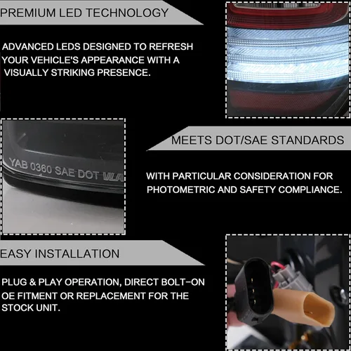 Miniatura 3 de VLAND Conjunto de luces traseras para Ford F-150 2009-2014, conjunto de lámpara trasera con señal de giro, luces de marcha atrás, Plug-and-play