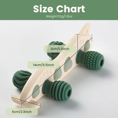 Miniatura 7 de Juguetes de dentición para bebés, mordedor de silicona para bebé, sin BPA, juguete sensorial masticable (verde)