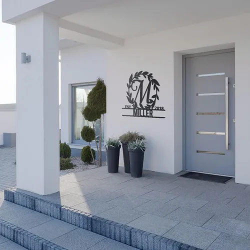 Miniatura 6 de RealSteel Arte de pared de metal personalizado, letra de monograma personalizada con corona decorativa, nombre de la familia, regalo personalizable