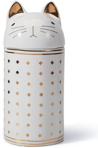 HAUCOZE Tarro de galletas de gato decorativo para dulces con tapa, moderno recipiente de decoración de cocina, recipiente de cerámica para regalo de
