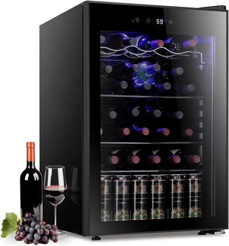 Miniatura 8 de Antarctic Star 0.6 pies cúbicos. Refrigerador mini para vino de pie libre, encimera para bodega de vino de 4 botellas, vino tinto, silencioso, Negro