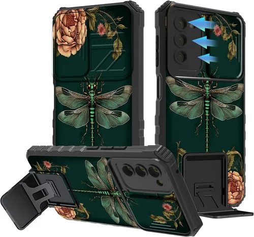 Miniatura 955 de Funda para Samsung Galaxy S22 Ultra 5G, Galaxy S22 Ultra con cubierta de cámara deslizante, funda resistente de doble capa con función atril Black