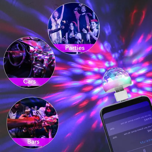 Miniatura 4 de Lmaytech Luces USB para fiesta de mini bola de discoteca, luces estroboscópicas activadas por sonido, luces LED portátiles para el ambiente