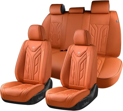 Miniatura 56 de Coverado Fundas de Asiento Delantero para Automóvil, 2 Piezas Fundas de Asiento de Cuero para Automóviles, Protector de Asiento de Automóvil Solo