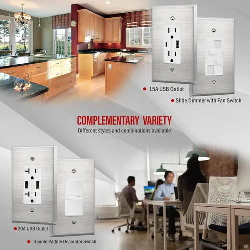 Miniatura 5 de ENERLITES Placa de pared metálica decorativa para interruptor o receptáculo, resistente a la corrosión, tamaño extra grande de 1-gang, 5.5" x 3.5