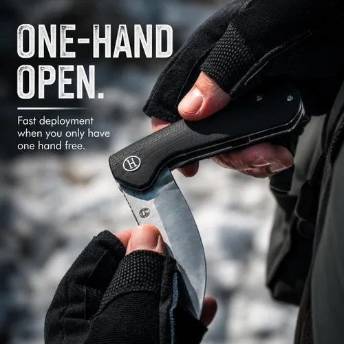 Miniatura 3 de Holtzman's Gorilla Survival Cuchillo plegable campesino con mango táctico G10, hoja de acero D2, juego de caja de regalo (negro) - Ideal para llevar