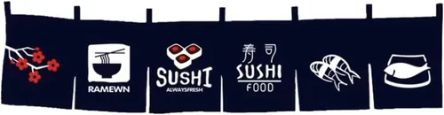 Miniatura 20 de Cortina de restaurante de estilo japonés para colgar en la puerta, cortina de tela Noren, decoración horizontal para sushi bar, Izakaya, 59 x 15.7