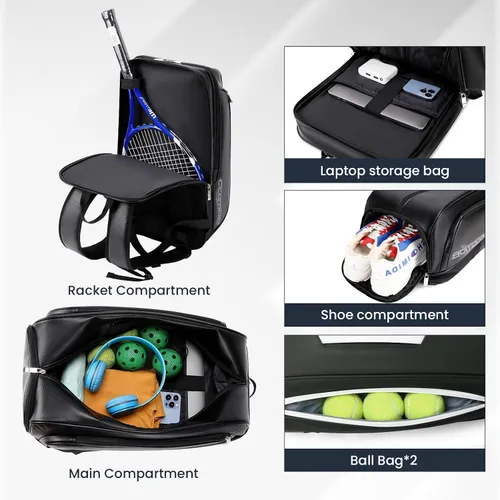 Miniatura 2 de Tennis Racket Bag Pickleball Padel Backpack With Shoe Compartment, Laptop Sleeve,Fence Hook,Ball Sleeve
