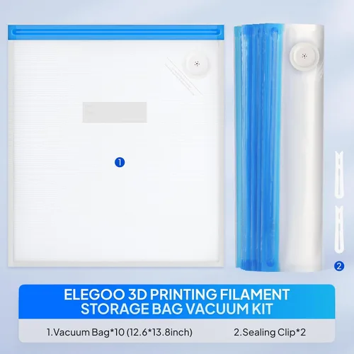 Miniatura 4 de ELEGOO Bolsas de almacenamiento de filamento actualizadas, paquete de 10 bolsas selladas al vacío, a prueba de polvo, resistentes a la humedad