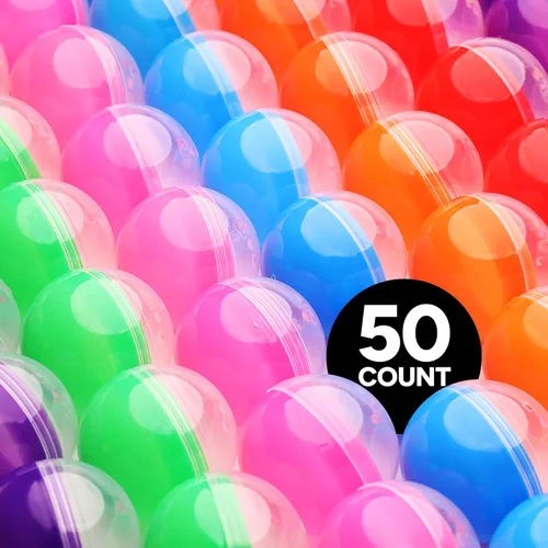 Miniatura 2 de Entervending Cápsulas redondas vacías de color transparente de 2 pulgadas, 50 unidades, 7 colores, cápsula para máquinas de chicles de juguete