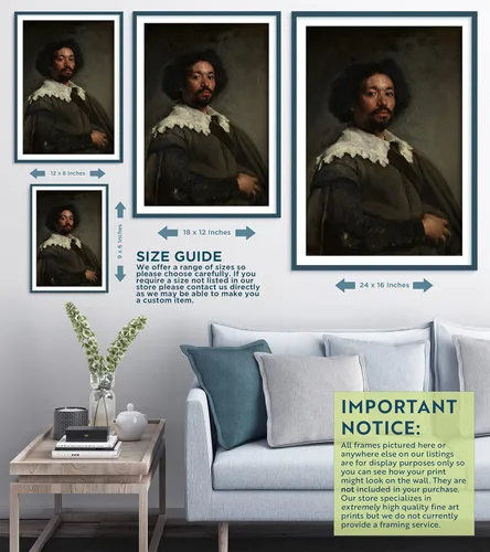 Miniatura 7 de Textured Paper - Diego Velazquez - Portrait of Juan Pareja (1650) Photo Poster Painting Art Print - Size: 24 x 16 Inches