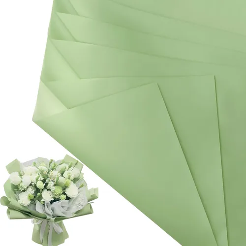 Miniatura 17 de Jutieuo 20 hojas de papel de regalo de flores negras, papel floral coreano translúcido impermeable para ramos de flores, embalaje de regalo, Borde