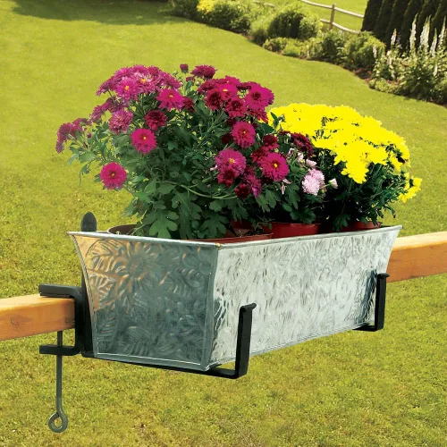 Miniatura 2 de Achla Designs SFB-01C Caja de flores con abrazadera, soporte de cubierta de 6 pulgadas, negro