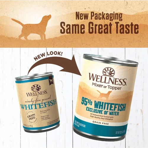 Miniatura 2 de Wellness 95% Whitefish - Alimento húmedo enlatado para perros adultos, sin granos, natural, 13.2 onzas, paquete de 12 latas