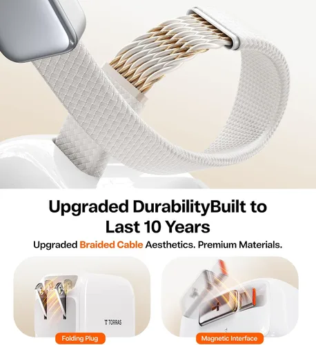 Miniatura 4 de Torras FlexLine Cargador retráctil, 35 W GaN III USB-C bloque de cargador con puertos duales, cargador de teléfono de carga rápida para iPhone