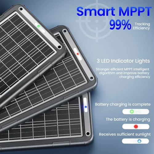 Miniatura 5 de POWOXI Cargador de Batería Solar para Automóvil de 12V: Cargador de Goteo Solar de 15W Mantenedor con Controlador MPPT para Automóvil - RV Barco
