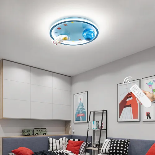Miniatura 8 de Shine LUEST Lámpara de techo de astronauta de 20 pulgadas regulable para niños, luces de techo empotradas para dormitorio, lámpara LED de 3000