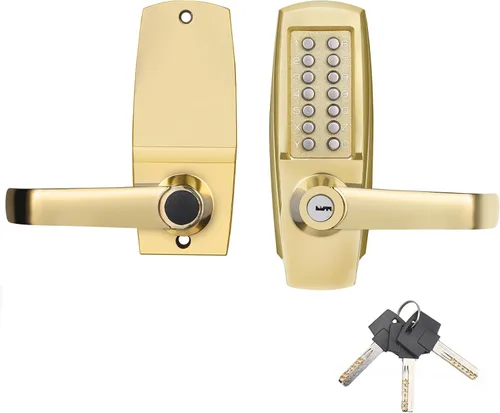 Cerradura de puerta de entrada sin llave con asa, cerradura de teclado comercial, cerradura de puerta mecánica para exteriores, cerradura de código