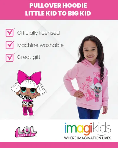 Miniatura 3 de L.O.L. Surprise! Queen Bee Diva Girls Fleece Pullover Hoodie Little Kid to Big Kid