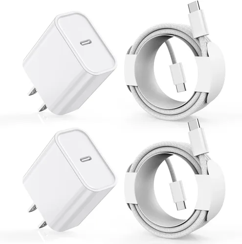 Miniatura 8 de Cargador de carga rápida para iPhone 17, 16, 15, paquete de 2 cables de carga rápida USB C a C de 10 pies, cable de carga rápida de 20 W, bloque