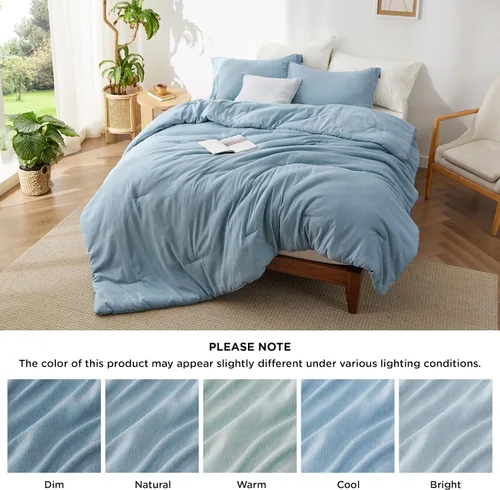 Miniatura 173 de Bedsure Juego de edredón Twin/Twin XL, ropa de cama suave beige para todas las estaciones, juego de cama teñido catiónico, 2 piezas, 1 edredón