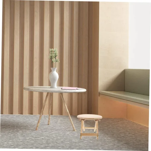 Miniatura 7 de Happyyami Taburete plegable redondo taburete plegable taburete bajo de madera taburete antideslizante Silla pequeña de madera para el hogar taburete