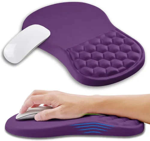 Miniatura 17 de Alfombrilla ergonómica para mouse con soporte de muñeca con espuma viscoelástica, almohadilla de masaje para aliviar el dolor del túnel carpiano