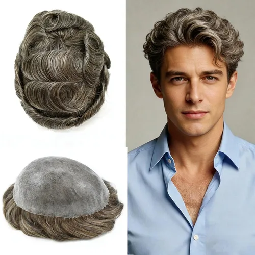 Miniatura 106 de Toupee for Men Hair Piece Real Human Hair Full Poly Skin Mens Toupee Mens Hair System Injected PU Hair System Invisible Hairpiece for
